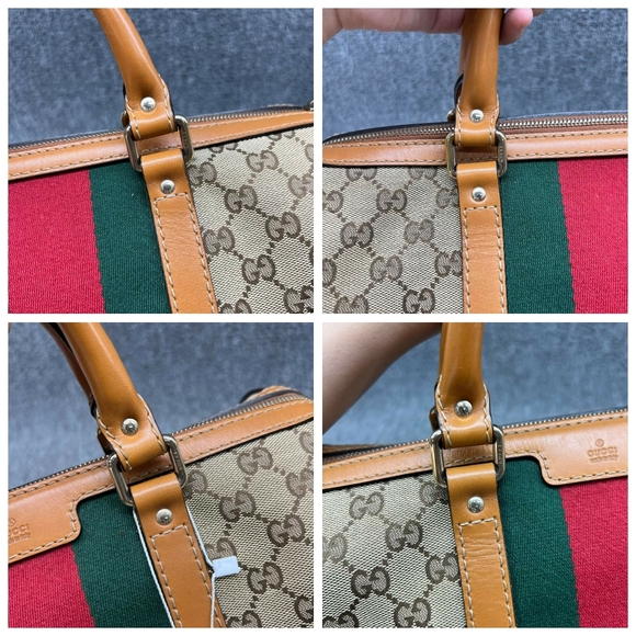 100% Authentic GUCCI Boston GG Cloth Satchel Bag - Picture 8 of 16